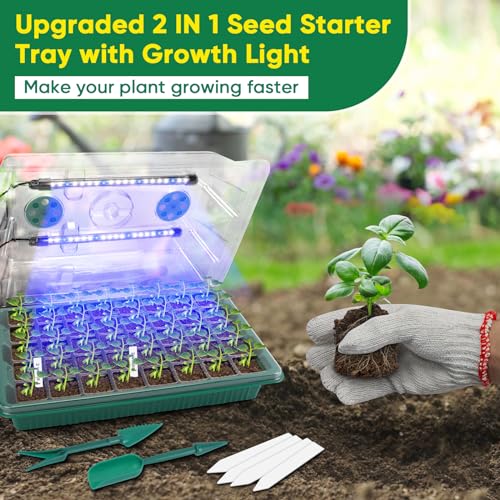 BlumWay Seed Starter Tray with Grow Light, Humidity Dome, 4 Pack 160 Cells - size: 4 Pack 160 Cells