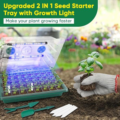 BlumWay Seed Starter Tray with Grow Light, Humidity Dome, 4 Pack 160 Cells - size: 4 Pack 160 Cells