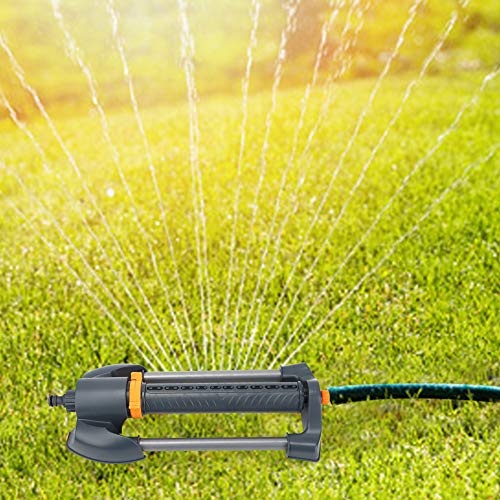 20‑Hole Garden Sprinkler Metal Base Lawn Rotating Oscillating Sprinkler Adjustable Spray Angle