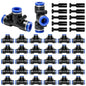 30 Pack 1/4" Drip Irrigation Tee Connectors with 10 End Caps, Quick Connect - size: 30PCS 1/4" Tee