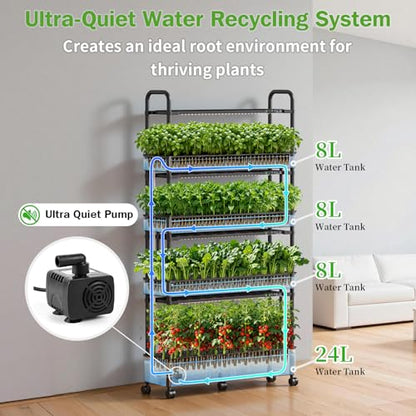 Growell 120 Pods Large Hydroponics Growing System Kit, Indoor Hreb Garden - color: Black, size: 36" - 4 Tier (120 Pods)