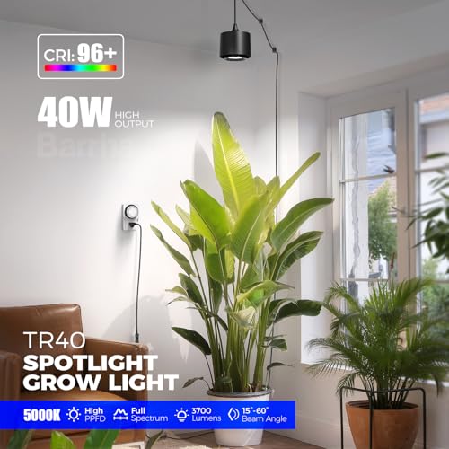 Barrina TR40 Hanging Plant Lights for Indoor Plant, 40W 5000K Full Spectrum - color: 5000K-Black