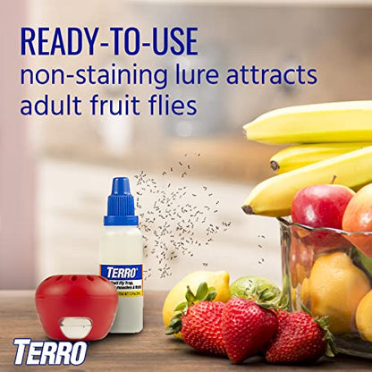 TERRO T2502 Ready-to-Use Indoor Fruit Fly Trap with Built in Window - 2 Traps + 90 day Lure Supply - size: 2 Traps