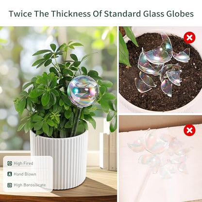 Soilagua Rainbow Plant Watering Globes, Extra-Thick Glass, 6 Pack - size: Regular – 6 Pack