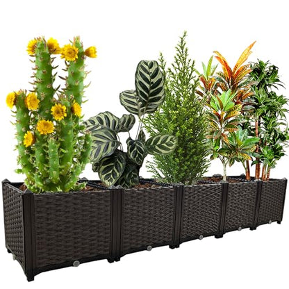 Large Planters for Outdoor Plants Rectangular Raised Garden Bed Elevated Planter Boxes Patio Balcony Deck for Planting Flowers, Vegetables, Tomatoes, and Herbs - color: 78.7"(l)x16"(w)x15"(h)/Brown
