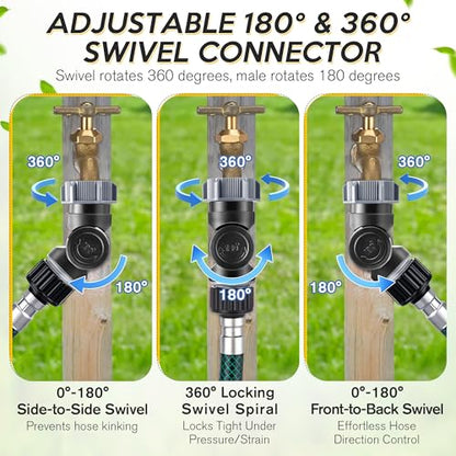 2 Pack Garden Hose Swivel Adapter, 3/4" GHT Elbow Connector, Gray - color: Gray