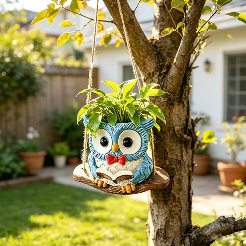 Swing Owl Hanging Planters for Indoor Outdoor Plants