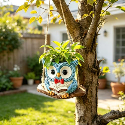 Swing Owl Hanging Planters for Indoor Outdoor Plants