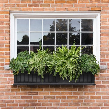 Mayne Cape Cod 60in Self-Watering Rectangular Window Box Planter, Black - color: Black