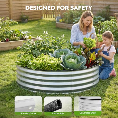 Round Raised Garden Bed, Garden Box 4x4x1ft, Silver, 2 pcs - color: Silver