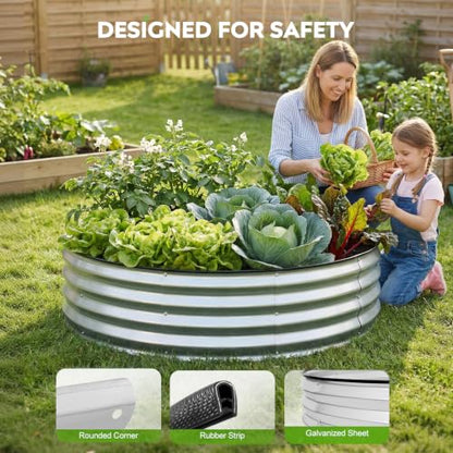 Round Raised Garden Bed, Garden Box 4x4x1ft, Silver, 2 pcs - color: Silver