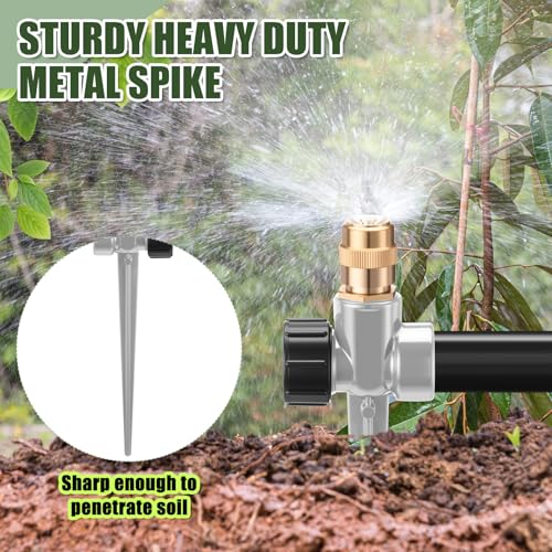Tioncy 4 Pack Metal Lawn Sprinklers with Adjustable Brass Nozzle, Grey - color: Gray
