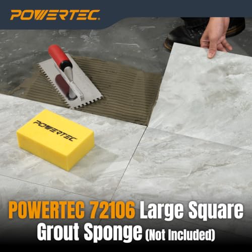 POWERTEC Square Notch Trowel - 1/4" x 1/4" Stainless Steel Square-Notch Tile Trowel with Soft Grip Handle for Thinset Mortar, Mastic & Tile Installation Work (72180) - style: 1/4" x 3/8" Square Notch