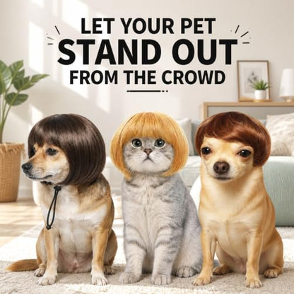 Six Fun Cat and Dog Wig - color: Off-white and Black and Brown