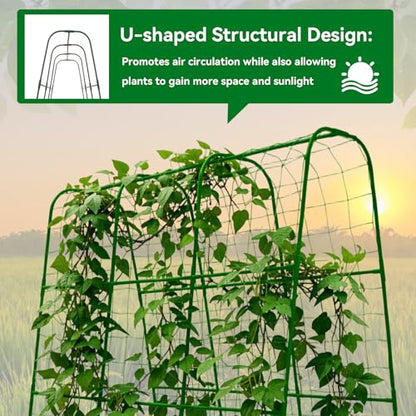 Cucumber Trellis for Raised Bed with Plastic Coated Steel Pipe-63"*50",Grn - size: 51L*23.6W*62.4H inch