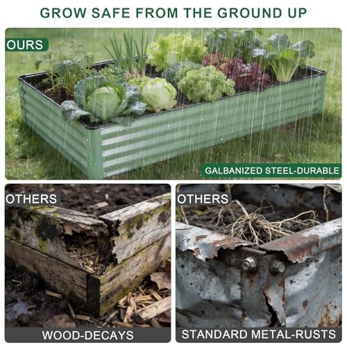 2 Pack 6x3x1 FT Galvanized Raised Garden Bed, Green - size: 6x3x1 (Pack of 2)