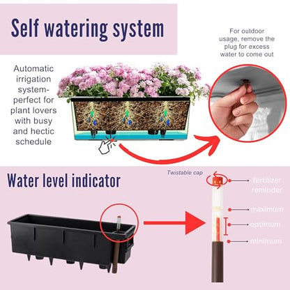 LaLaGreen Outdoor Wall Planters (20in, 4 Pack) Black Window Flower Boxes - color: Black X 4