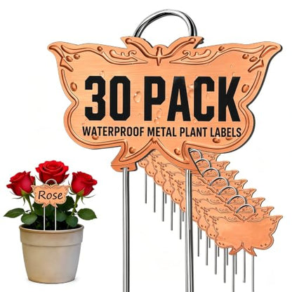 Metal Plant Labels for Outdoor Garden Waterproof 11-Inch 30 Pack - color: Rose Gold 30-pack