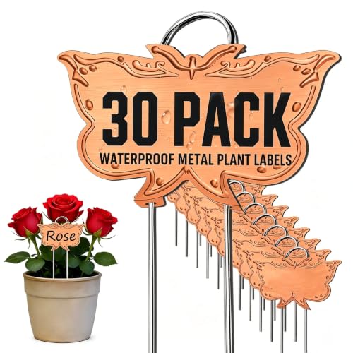 Metal Plant Labels for Outdoor Garden Waterproof 11-Inch 30 Pack - color: Rose Gold 30-pack