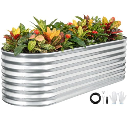 Galvanized Raised Garden Bed 6x2x2ft,Silver Planter Box
