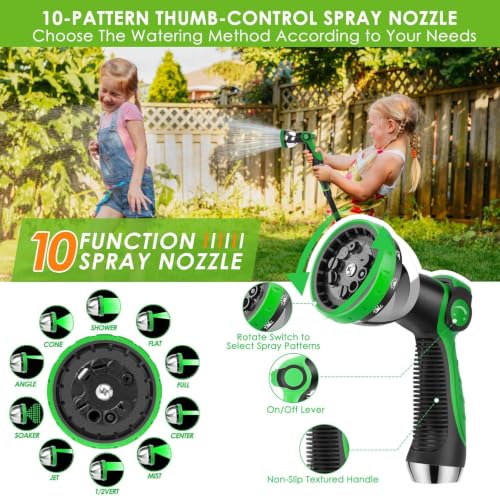 Non-Expanding Garden Hose 150 ft, 360° Anti-Kink Swivel Fittings - color: Black, size: 150ft