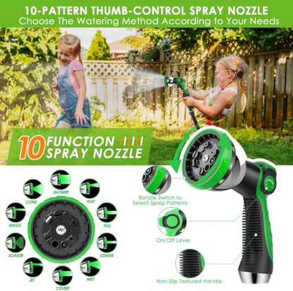Non-Expanding Garden Hose 150 ft, 360° Anti-Kink Swivel Fittings - color: Black, size: 150ft