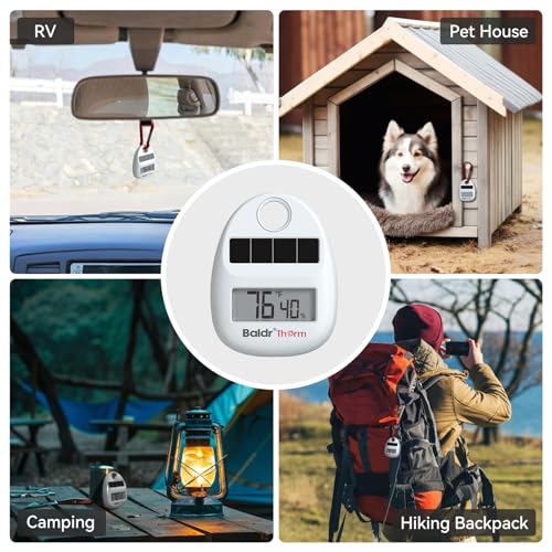 Solar Powered Portable Thermometer Hygrometer with Carabiner