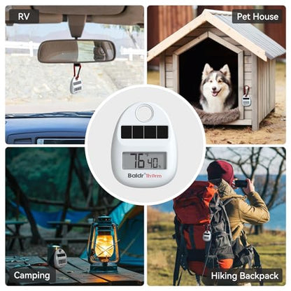 Solar Powered Portable Thermometer Hygrometer with Carabiner