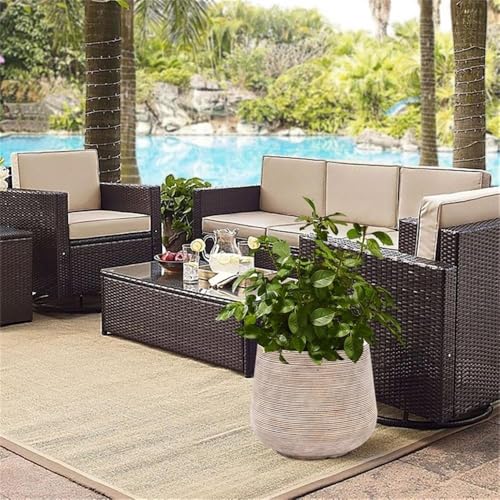 LuxenHome 17" Round Planters for Indoor Plants, Distressed Large Plant Pot