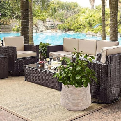 LuxenHome 17" Round Planters for Indoor Plants, Distressed Large Plant Pot