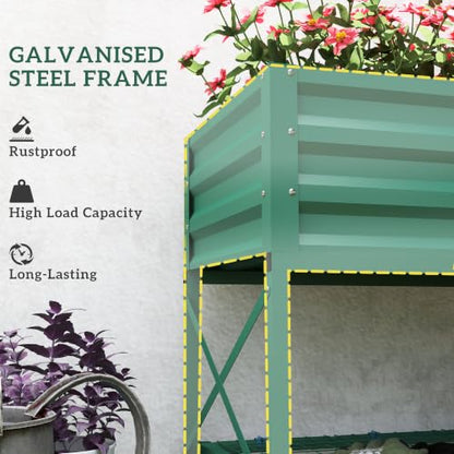 Outsunny Raised Garden Bed with Galvanized Steel Frame, Green - color: Green