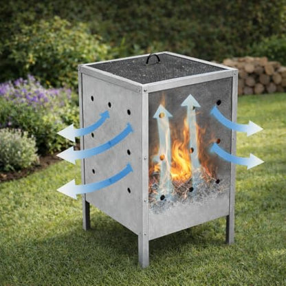 31.7-Gallon Burn Barrel for Outdoor Waste 29 x 16 inches
