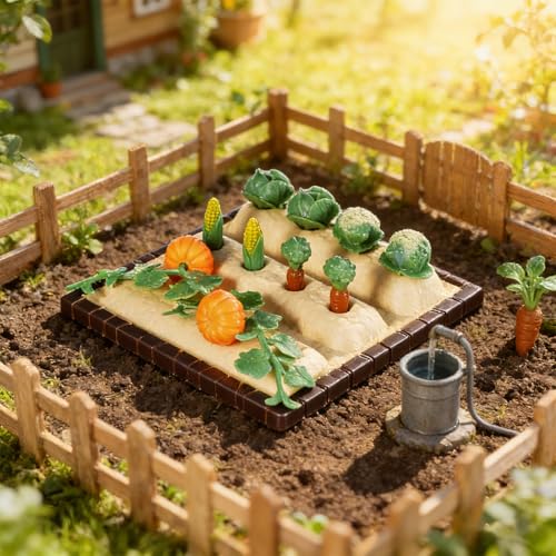 1 Set Mini Shovel Rake Farm Model Kit, Vegetable Figurines Mini Garden Tools, Dollhouse Decorations Miniature Field Scene Landscape Outdoor Small Ornament