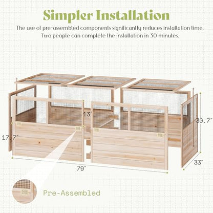 AMERLIFE Raised Garden Bed with Fencing and Trellis,18" Planting Depth - size: 6.6x5.6x3 FT