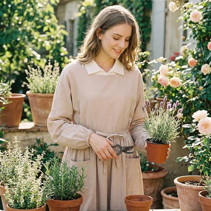 Nanxson Cotton Linen Apron Women's Long Sleeve Apron for Cooking,Gardening - color: A-beige