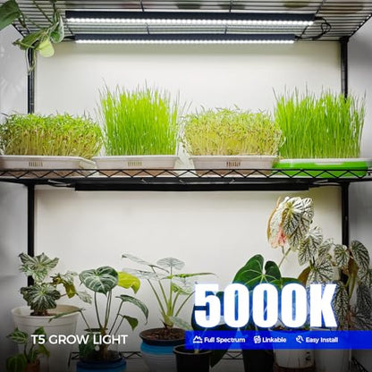 Barrina T5 Grow Lights, 2FT 80W(8 x 10W) Black Cover, 5000K White, 8 Packs - color: White, size: 2ft-black Cover