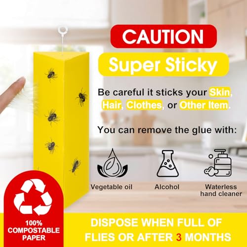 8 Pack Sticky Fly Traps for Indoor Outdoor with Hanging Hook - size: 8 pack