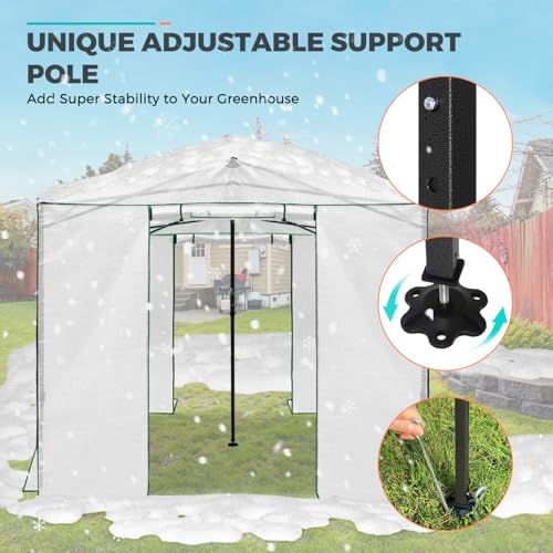 EAGLE PEAK 12x8 Easy Setup Pop Up Greenhouse, Support Pole, Clear/White - color: Clear/White, size: 12x8
