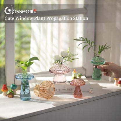 Glasseam Mushroom Plant Propagation Stations: 5 Pcs Glass Propagation Vases - color: Colorful, size: 5Pcs