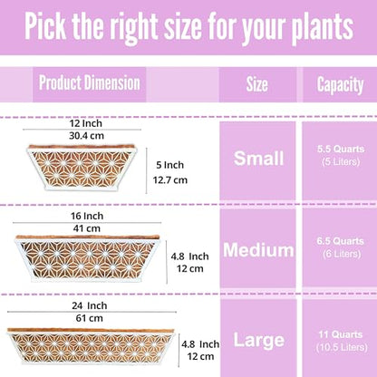 LaLaGreen Window Boxes Planter (2 Pack, 16 Inch) White Metal Rectangular Wall Planters with Coco Liner, Horse Trough Deck Railing for Outdoor Plants Holder, Modern Rail, Balcony, Fence, Porch Patio - size: 16" (41cm) x 2 pack