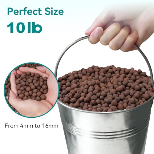 10 lbs LECA Clay Pebbles for Plants, 4-16mm Lightweight Clay Balls