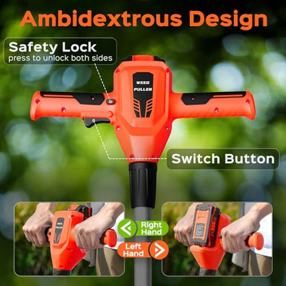 Weed Puller Tool, 21V Powerful Garden Tools Electric Weeder Tool, Orange - color: Orange