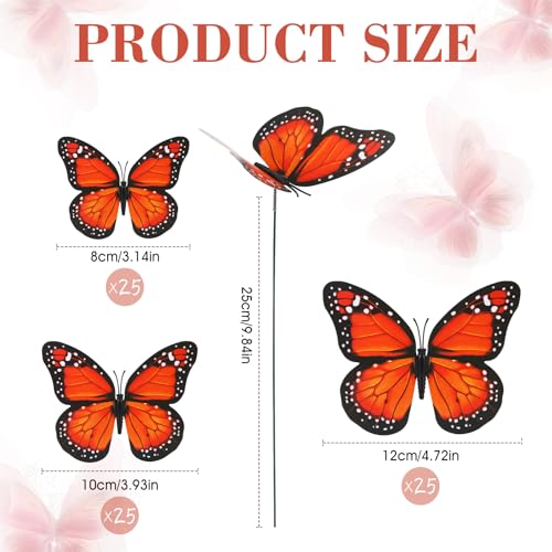 Augshy 75Pcs Monarch Butterfly Garden Stake, Monarch Butterfly Decoration - style: Monarch Butterfly