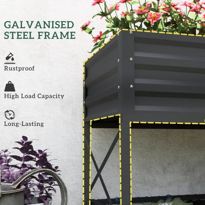 Outsunny Raised Garden Bed with Galvanized Steel Frame, Dark Gray - color: Dark Gray