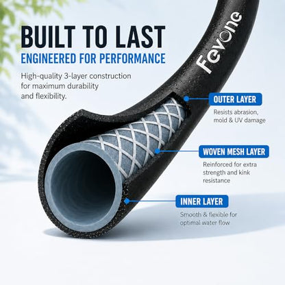 FEVONE Kink Free Garden Hose 25 ft, Heavy Duty Water Hose - size: 25FT