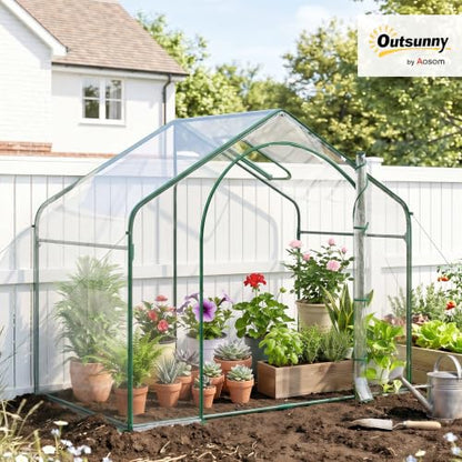 Outsunny 6' x 3' x 5' Portable Walk-in Greenhouse with Plastic Cover Clear - style: Modern
