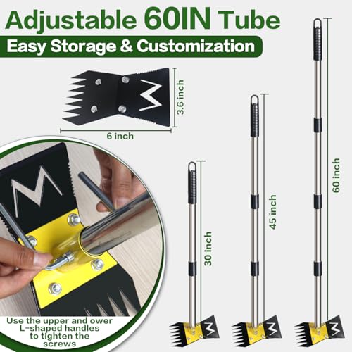 2-in-1 Garden Hoe and Weed Puller Rake 60 Inch Spring Steel Head