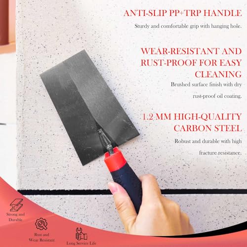 3 Pieces Masonry Trowel Carbon Steel Bricklaying Hand Tool Set - size: 6"--3 Pcs