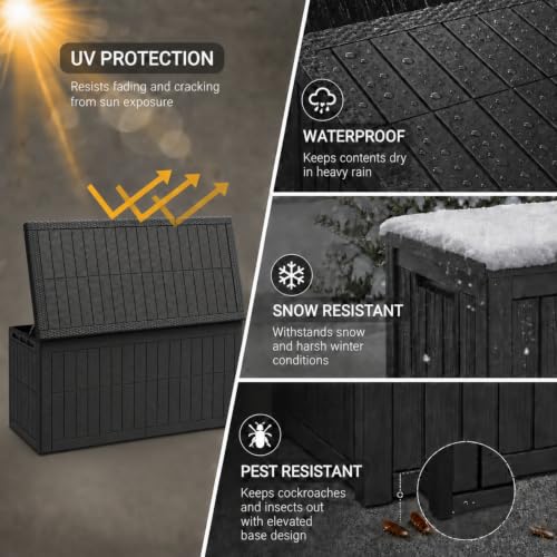 220 Gallon Large Outdoor Storage Box, Waterproof Patio Cushion Deck Box - size: 220 Gallon