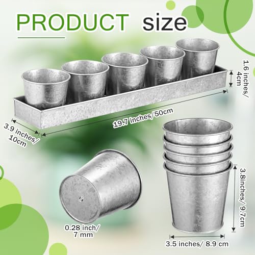 FoldTier 2 Sets Indoor Herb Garden Planter Kit with 10 Metal Pots, Silver - color: Sliver